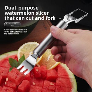 Coupe-pastèque manuel 1 pièce en acier inoxydable, trancheuse multifonction durable pour salades et fruits - Product Image 4