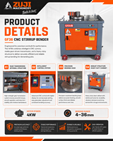 Machine de cintrage automatique d'étriers en acier au carbone haute productivité 380V personnalisée en usine GF36 CNC ZUJI Moteur 4kW