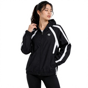 Wholesale Women's Reflective Stripe Windbreaker <b>Jacket</b> Lightweight Hooded <b>Running</b> Fitness Outerwear Custom Logo <b>jacket</b> for <b>men</b> - Product Image 3