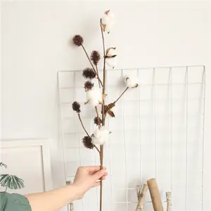 A-48 White Cotton Stems Really Natural Dried Flower Branch for Farmhouse Floral Furniture Wedding Decoration