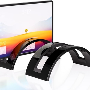 Modern Design Curved Clear Acrylic Invisible Vertical Laptop <b>Stand</b> for Polished Surface Custom Color Size for Display - Product Image 4