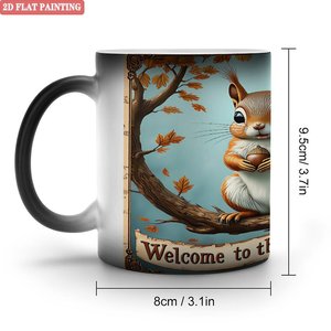 แก้วกาแฟสไตล์โมเดิร์น สีดำด้าน 11 ออนซ์ เซรามิก เปลี่ยนสีได้เมื่อโดนความร้อน แก้วน้ำแปลกใหม่ - Product Image 1