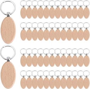 Offre Spéciale – Porte-clés en Bois DIY WOQI Hexagonaux en Hêtre avec Anneaux en Fer, Prêts pour la Gravure Laser – Idéaux pour Souvenirs Promotionnels à Prix Abordable - Product Image 1