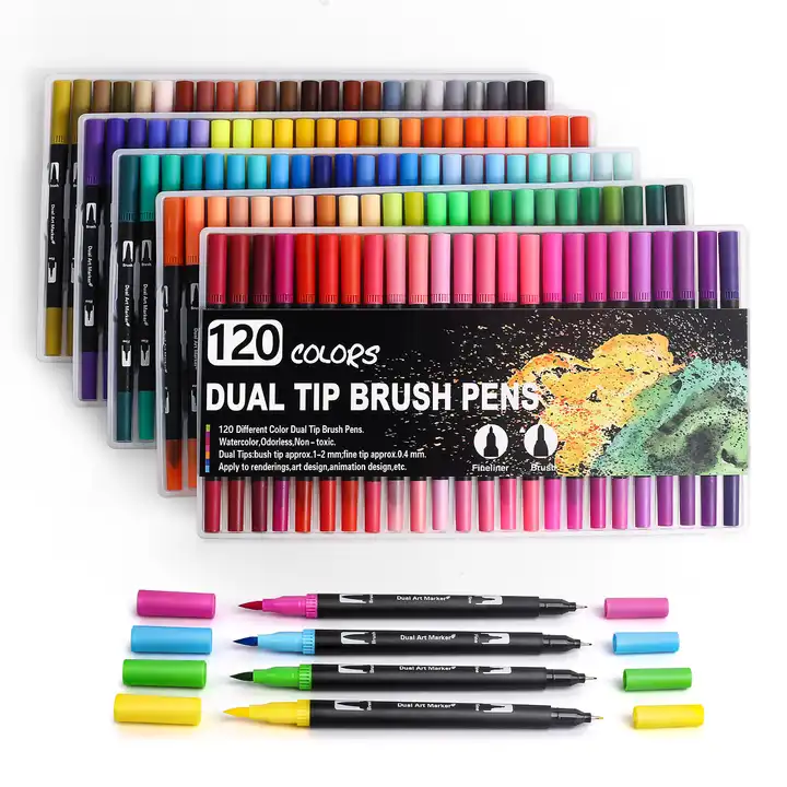 Double Brush Markers, Artist Fine Line Pens And Brush Tips, With
