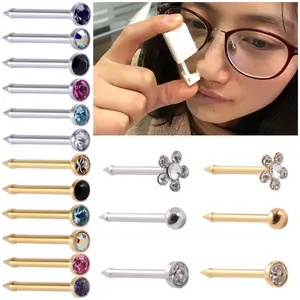 24PCS/Box Disposable Safe Nose Piercing Unit Tool 316L Surgical Steel Sterilized Nose Studs Body Puncture Kit Jewelry 20G