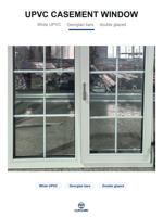 Fenêtre à battant moderne en PVC-U avec verre trempé, moustiquaire pliante et grille anti-insectes, ouverture vers l'intérieur