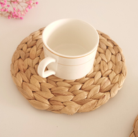 Sets de table ronds en jacinthe d'eau napperons-napperons de table en osier tissé de qualité de luxe jonc de mer en bois naturel fait à la main