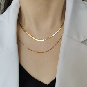 Collar Gargantilla de Cadena de Serpiente Chapado en Rodio para Mujer, Estilo Clásico en Capas, Joyería de Moda - Product Image 3