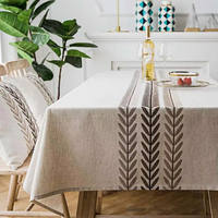 Nappe sur mesure moderne et simple avec broderie de feuilles, rectangulaire, style ferme, pour la décoration de table de cuisine et de salle à manger