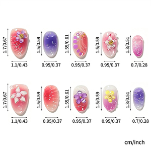 10 <span class=keywords><strong>Uñas</strong></span> Postizas Cortas <span class=keywords><strong>con</strong></span> Degradado <span class=keywords><strong>Rosa</strong></span> y Morado, Forma Ovalada XS, Diseño de Concha de Sirena, Brillantes y <span class=keywords><strong>con</strong></span> Purpurina - Product Image 4