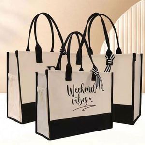 Bolsa de Playa de Lona Personalizada con Iniciales, Bolsa de Yute Monogramada para Mujer - Product Image 4
