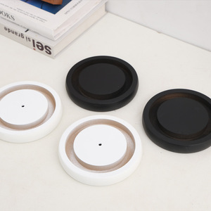 Base de lampe en bois, diamètre 12.7 cm, hauteur 2 cm, support d'ampoule blanc et noir, accessoire d'éclairage de style nordique - Product Image 1