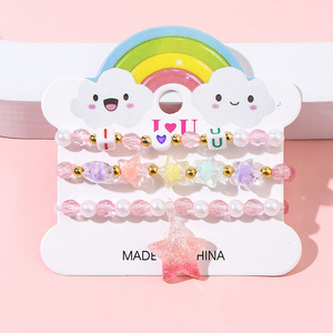 Yiwu produttore gioielli per bambini fatti a mano in cristallo colorato stella imitazione braccialetto di perline di perle per bambine - Product Image 5