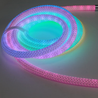 12V D18 rond tissé manchon néon corde lumière 360 degrés intelligent RGBIC néon lumière pour la décoration de plafond intérieur