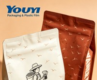 Sac à fond plat pour café mat 250g 500g 1kg avec côtés à soufflets et design imprimé personnalisé pour l'emballage du café