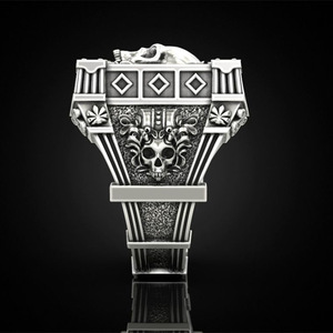 Anillo de cóctel para hombre H159 con diseño de calavera, piedra de granate y engaste de garras, joyería de moda, regalo - Product Image 3