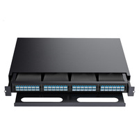 Kabel Serat Optik 1U 96 Core High Density Terminal MPO Panel Patch Data Room IP Konektor Tipe LC Kompatibel 4G 3G