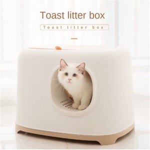 Bac à litière pour <span class=keywords><strong>chat</strong></span> semi-fermé rond avec pédale, grand espace, anti-éclaboussures, contrôle des odeurs, capacité de 65 L, toilette pour <span class=keywords><strong>chat</strong></span> d'intérieur - Product Image 2