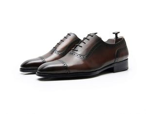 Nouvelles Chaussures Oxford Formelles pour Hommes à Trois Liens, Bout Carré Sculpté, Style Brogue, Faites à la Main, Légères et Antidérapantes - Product Image 6