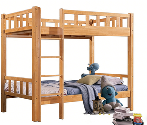 Cama litera moderna de la serie Colorful con barandillas de seguridad y escaleras, muebles de dormitorio infantiles de madera maciza de roble, cama para dormitorio de estudiantes - Product Image 4