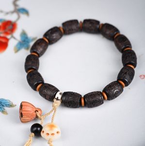 Perle de tambour en bois de santal noir petit trou chaîne de perles de bouddha gravées <span class=keywords><strong>Momofuku</strong></span> mode perles pour hommes et femmes - Product Image 1