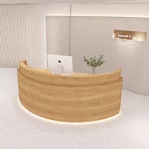 Mesa de Recepción de <span class=keywords><strong>Oficina</strong></span> Moderna de Alta Calidad, Curva, de Madera Negra, en Forma de Arco, en Venta - Product Image 2