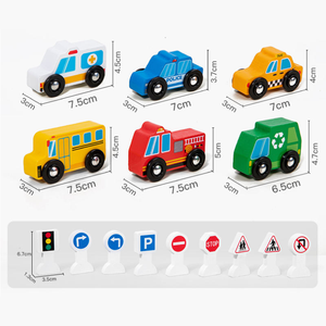 Nouvel ensemble de jouets éducatifs en bois pour enfants, signaux de circulation, jeu cognitif, combinaison de voitures, jouets Montessori pour enfants, garçons et filles - Product Image 5
