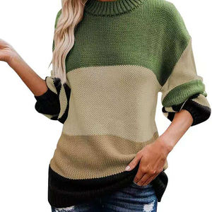 เสื้อไหมพรมผู้หญิงแฟชั่นฤดูใบไม้ร่วงฤดูหนาว ทรงหลวม ไซส์ใหญ่ คอกลม ลายทางแบบมินิมอล สดใส - Product Image 1