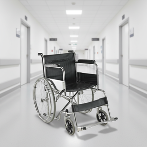 Silla de Ruedas Manual Plegable de Acero Cromado con Reposabrazos y Reposapiés Fijos para <span class=keywords><strong>Ancianos</strong></span> y Personas con Discapacidad, Venta Directa de Fábrica - Product Image 4