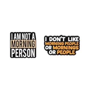 Creative '<span class=keywords><strong>Hate</strong></span> Mornings' frase inglese spilla spilla in metallo per vestiti e borse per il giorno nazionale di natale Halloween & laurea - Product Image 5