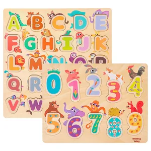 Éducation précoce des enfants Montessori Jouet en bois Alphabet Nombre Fruit Forme Cognitive <span class=keywords><strong>Puzzle</strong></span> Board Natural Scratch <span class=keywords><strong>Puzzle</strong></span> - Product Image 5