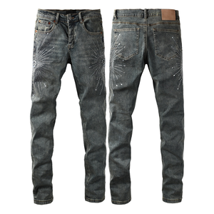 <span class=keywords><strong>Jeans</strong></span> Slim da <span class=keywords><strong>Uomo</strong></span> di Alta Moda Street Style da Discoteca con Strass Neri - Product Image 2