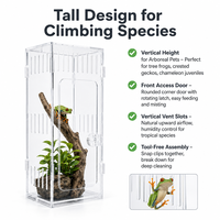 Terrarium arboricole en acrylique pour reptiles, enclos haut pour grenouilles d'arbre, habitat ventilé sur mesure, miroir usiné CNC et percé