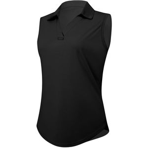 Polo sans manches pour femme, col en V, séchage rapide, haut de tennis, longueur normale, 100 % polyester, tissu tricoté, vêtements de sport - Product Image 3