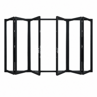 Porte pliante moderne en alliage d'aluminium résistant aux ouragans, porte vitrée à double battant, finition noire mate pour maison, bureau, villa, véranda