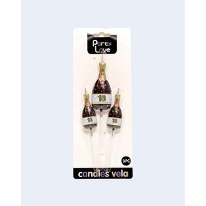 Bougie d'anniversaire Party Love Champagne 18 ans, lot de 3 - Product Image 2