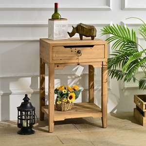 INNOVA Home Farmhouse & Hotel Style Living Room Bedroom Accent Storage <b>Drawer</b> Wooden <b>Cabinet</b> <b>with</b> Shelf - Product Image 3