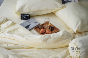Custom Bedding Set 100% Cotton Bedding set <b>4</b> PCS <b>Bed</b> Sheet Duvet Cover Pillow cover Pre-Washed light Yellow color Custom Size - Product Image 2