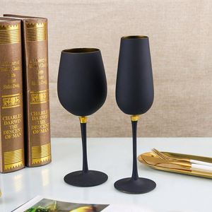 Matte Black Gold <b>Wine</b> Glass <b>Goblets</b> Elegant Anniversary <b>Wine</b> Glasses European American Style Glassware Set Party Crystal - Product Image 3