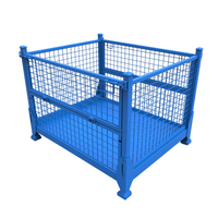 Cage à palettes en treillis métallique pliable et galvanisé, revêtement poudré, taille personnalisée, prix usine, capacité 500-2000 kg
