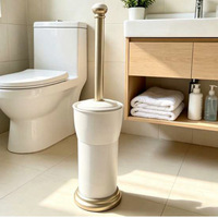Ensemble de brosse de toilette en plastique de style nordique minimaliste avec poils doux et manche long ; Nettoyage sans angles morts pour la salle de bain