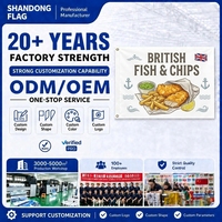Bannière publicitaire personnalisée 3x5FT sur le thème du Fish and Chips, en polyester non tissé, pour promotion extérieure, résistante aux UV, signalétique imprimée numériquement