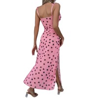 Robe de nuit pour femmes bretelles Rose imprimé fourche fendue chemises de nuit coupe ajustée vêtements de maison maille sans manches robe Sexy Lingerie douce
