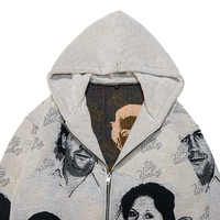 Sweat-shirt à capuche zippé personnalisé avec motif familial, tissu jacquard tissé, automne, ODM, polyester/coton pour