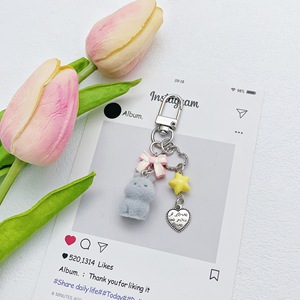 Mengdaクロスボーダーガール甘い漫画毛皮のようなバニー車のキーホルダーヘッドフォンカード小冊子CCDバッグ吊りDIY卸売 - Product Image 6