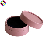 Boîte à bijoux ronde haut de gamme en deux parties avec impression de logo personnalisée, finition mate de luxe, emballage cadeau pour bagues, boucles d'oreilles, colliers