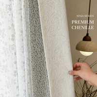 Rideaux Jacquard Chenille Luxe 450g Épais pour Salon, Motif Uni, Fil Doré, Sur Mesure, Occultants et Isolants