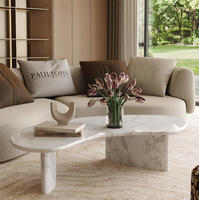 Table basse en marbre blanc Calacatta naturel, table basse incurvée de luxe, polie, pour salon, salle de bain, chambre à coucher, meubles