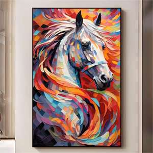 3D colorato cavallo astratto minimalista stampa a olio pittura su tela soggiorno personalizzato parete arte decorazione pittura animale texture - Product Image 1