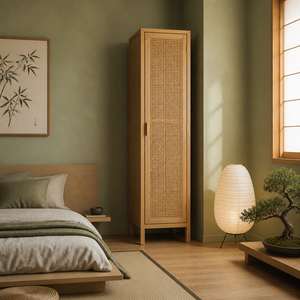 <span class=keywords><strong>Armario</strong></span> Independiente Japonés Personalizado, Delgado y Estrecho, de Roble Macizo y Ratán Natural, de Gran Capacidad para Almacenamiento en Dormitorios de Apartamentos - OEM - Product Image 3